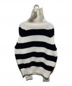 AMI Alexandre Mattiussiアミアレクサンドルマテュッシ）の古着「タートルネックボーダーニット」｜ブラック×ホワイト