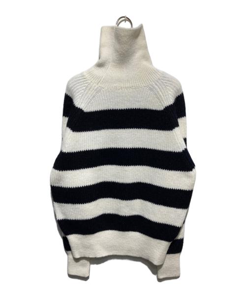 AMI Alexandre Mattiussi（アミアレクサンドルマテュッシ）AMI Alexandre Mattiussi (アミアレクサンドルマテュッシ) タートルネックボーダーニット ブラック×ホワイト サイズ:不明の古着・服飾アイテム