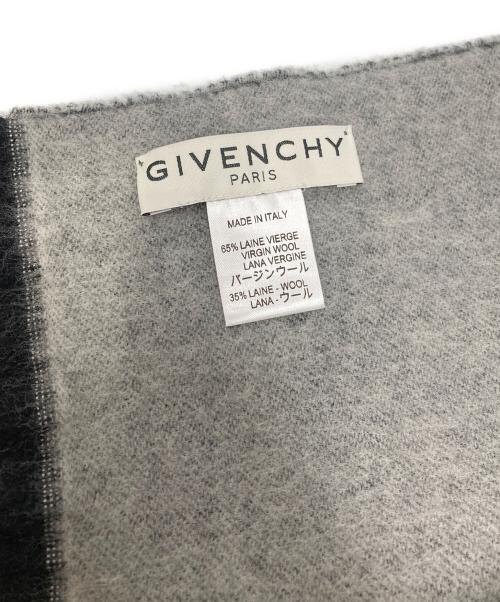 GIVENCHY（ジバンシィ）GIVENCHY (ジバンシィ) ロゴウールマフラー グレー×ブラックの古着・服飾アイテム