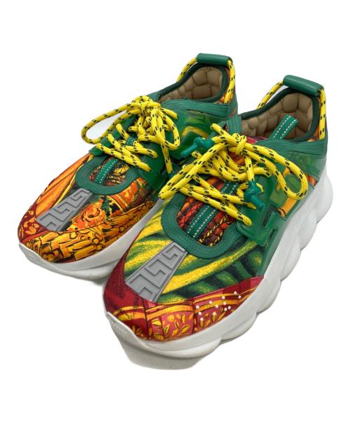 VERSACE（ヴェルサーチェ）VERSACE (ヴェルサーチェ) チェーンリアクションスニーカー グリーン サイズ:43の古着・服飾アイテム