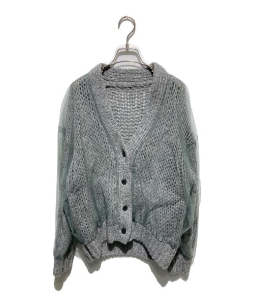 MAISON SPECIAL（メゾンスペシャル）MAISON SPECIAL (メゾンスペシャル) Tulle Layered Low Gauge Reversible Knit Cardigan グレー サイズ:FREEの古着・服飾アイテム