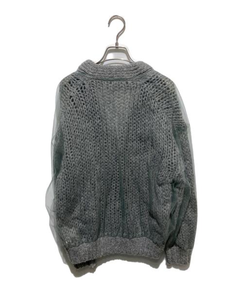 MAISON SPECIAL（メゾンスペシャル）MAISON SPECIAL (メゾンスペシャル) Tulle Layered Low Gauge Reversible Knit Cardigan グレー サイズ:FREEの古着・服飾アイテム
