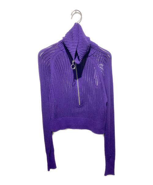 YANUK（ヤヌーク）YANUK (ヤヌーク) OpenCollarShortKnit パープル サイズ:FREE 未使用品の古着・服飾アイテム
