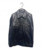 AVIREXアヴィレックス）の古着「レザーコーチジャケット/LEATHER UTILITY SHIRT」｜ブラック