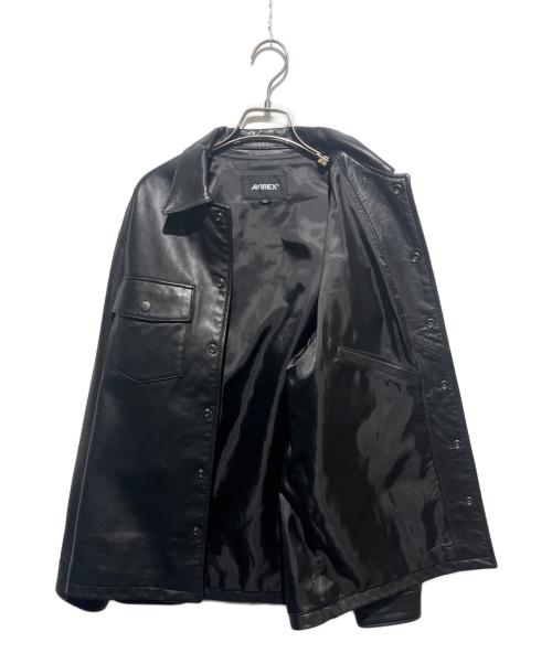 AVIREX（アヴィレックス）AVIREX (アヴィレックス) レザーコーチジャケット/LEATHER UTILITY SHIRT ブラック サイズ:ＸＬの古着・服飾アイテム