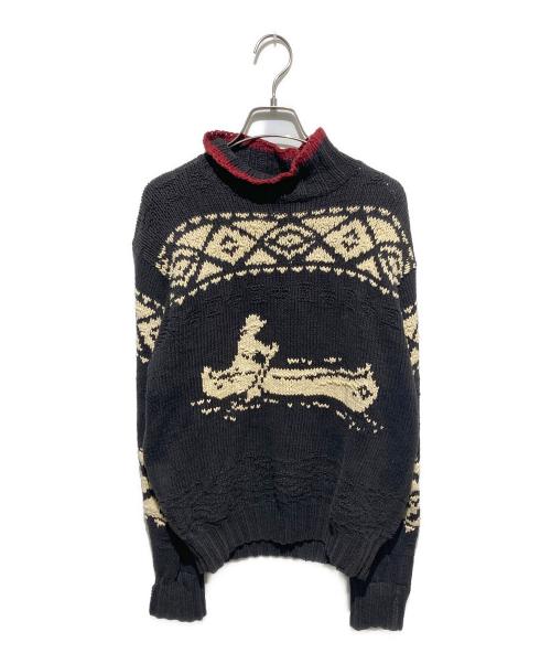 POLO RALPH LAUREN（ポロ・ラルフローレン）POLO RALPH LAUREN (ポロ・ラルフローレン) ボートデザインハイネックハンドニット ブラック サイズ:Mの古着・服飾アイテム