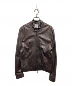 EMMETIエンメティ）の古着「ラムレザーシングルライダース/ JURI ユリ」｜ブラウン