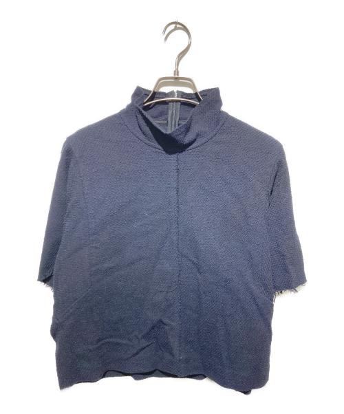 ebure（エブール）EBURE (エブール) 23AW コットンツィードツイル ハイネックショート丈トップス ネイビー サイズ:38の古着・服飾アイテム