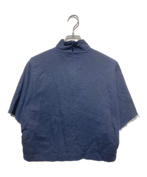 ebure（エブール）EBURE (エブール) 23AW コットンツィードツイル ハイネックショート丈トップス ネイビー サイズ:38の古着・服飾アイテム