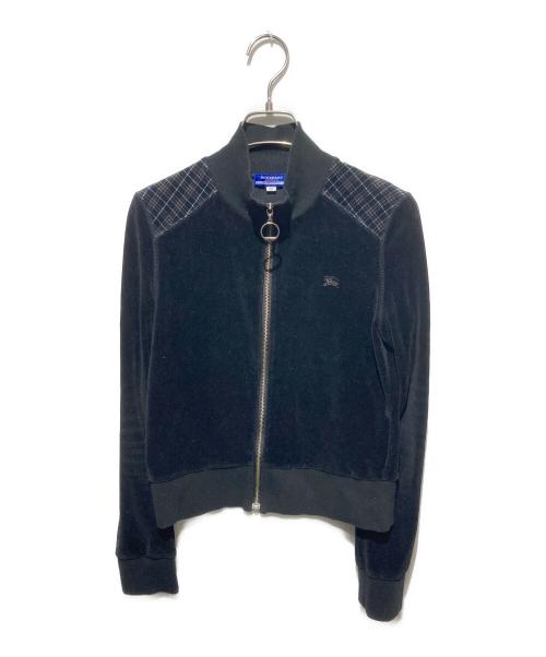 BURBERRY BLUE LABEL（バーバリー ブルー レーベル）BURBERRY BLUE LABEL (バーバリーロンドンブルーレーベル) ベロアトラックジャケット ブラック サイズ:38の古着・服飾アイテム