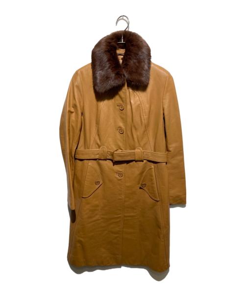 23区（ニジュウサンク）23区 (ニジュウサンク) ファー付きレザーコート ブラウン サイズ:38の古着・服飾アイテム