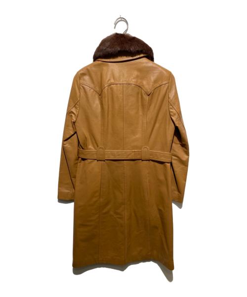 23区（ニジュウサンク）23区 (ニジュウサンク) ファー付きレザーコート ブラウン サイズ:38の古着・服飾アイテム