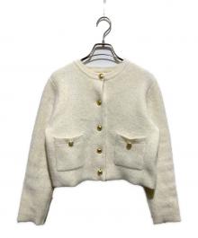 anuans（アニュアンス）の古着「ラクーンブレンドノーカラーニットジャケット」｜アイボリー