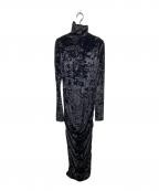 JOHN LAWRENCE SULLIVANジョン ローレンス サリバン）の古着「クラッシュベロアタートルネックロングワンピース」｜ブラック