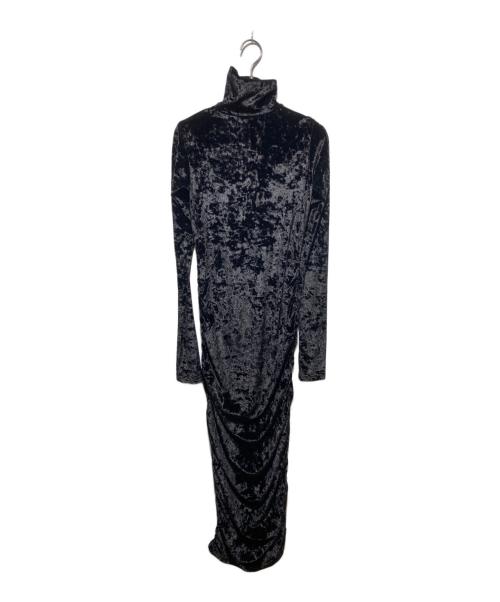 JOHN LAWRENCE SULLIVAN（ジョン ローレンス サリバン）JOHN LAWRENCE SULLIVAN (ジョン ローレンス サリバン) クラッシュベロアタートルネックロングワンピース ブラック サイズ:OSの古着・服飾アイテム