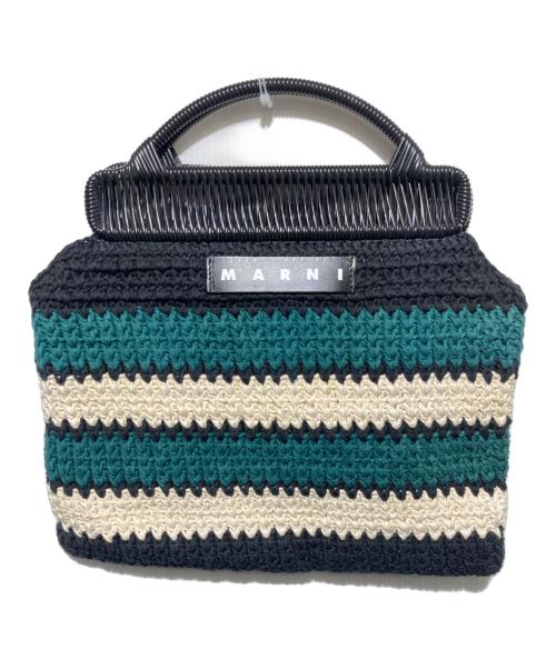 MARNI（マルニ）MARNI (マルニ) ニットクロシェットバック グリーン×ネイビー×アイボリーの古着・服飾アイテム