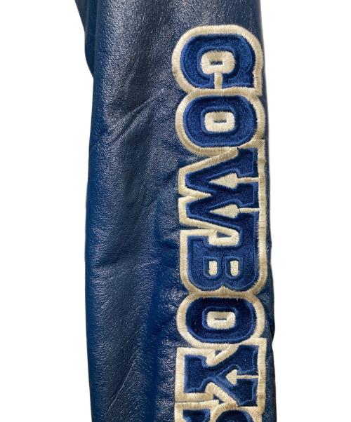 JEFF HAMILTON（ジェフハミルトン）JEFF HAMILTON (ジェフハミルトン) DALLAS COWBOYS (ダラス カウボーイズ) Special Embroidery Design Vintage Loose Leather Jacket ブルー サイズ:Lの古着・服飾アイテム