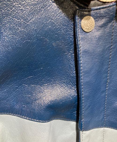 JEFF HAMILTON（ジェフハミルトン）JEFF HAMILTON (ジェフハミルトン) DALLAS COWBOYS (ダラス カウボーイズ) Special Embroidery Design Vintage Loose Leather Jacket ブルー サイズ:Lの古着・服飾アイテム