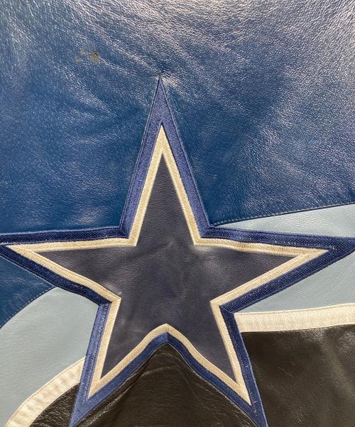 JEFF HAMILTON（ジェフハミルトン）JEFF HAMILTON (ジェフハミルトン) DALLAS COWBOYS (ダラス カウボーイズ) Special Embroidery Design Vintage Loose Leather Jacket ブルー サイズ:Lの古着・服飾アイテム