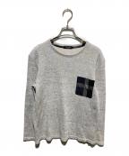BLACK LABEL CRESTBRIDGEブラックレーベル クレストブリッジ）の古着「チェックポケットニット」｜グレー