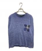 BLACK LABEL CRESTBRIDGEブラックレーベル クレストブリッジ）の古着「チェックポケットニット」｜ネイビー