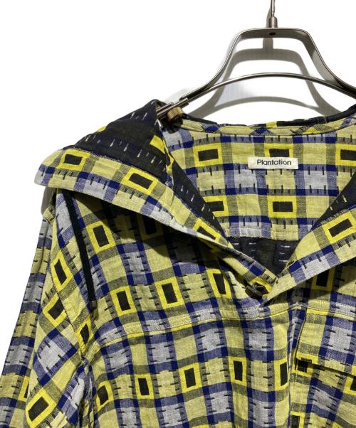 plantation（プランテーション）Plantation (プランテーション) イッセイミヤケ期 アーカイブフーデッドシャツ イエロー サイズ:Mの古着・服飾アイテム