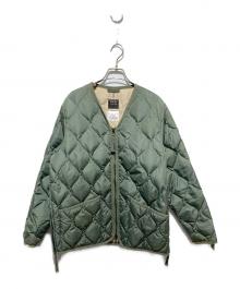 TAION（タイオン）の古着「ミリタリー Vネックジップ ダウンジャケット」｜グリーン