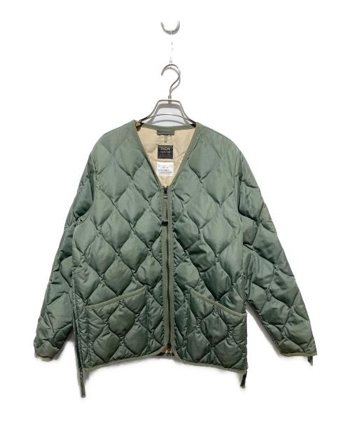 TAION（タイオン）TAION (タイオン) ミリタリー Vネックジップ ダウンジャケット グリーン サイズ:XLの古着・服飾アイテム