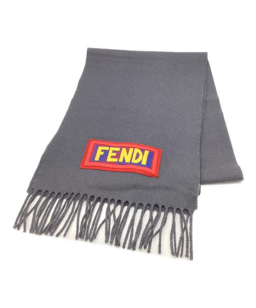 FENDI（フェンディ）FENDI (フェンディ) ロゴワッペンマフラー グレーの古着・服飾アイテム