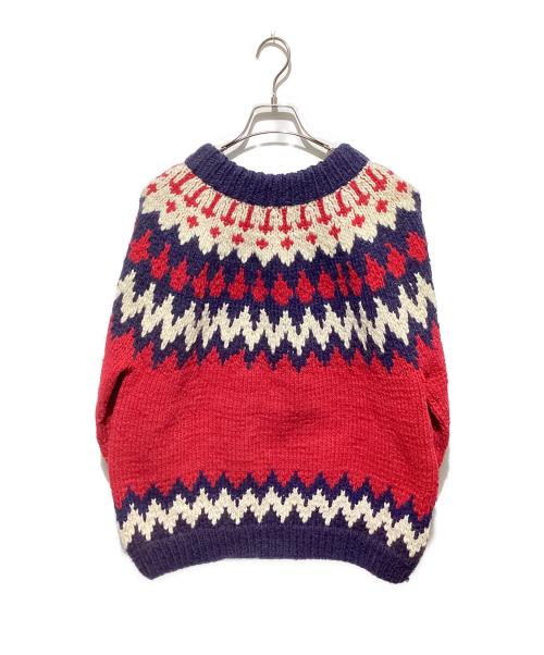 EKOKO（エココ）EKOKO (エココ) ジップエクアドルニット レッド サイズ:Mの古着・服飾アイテム