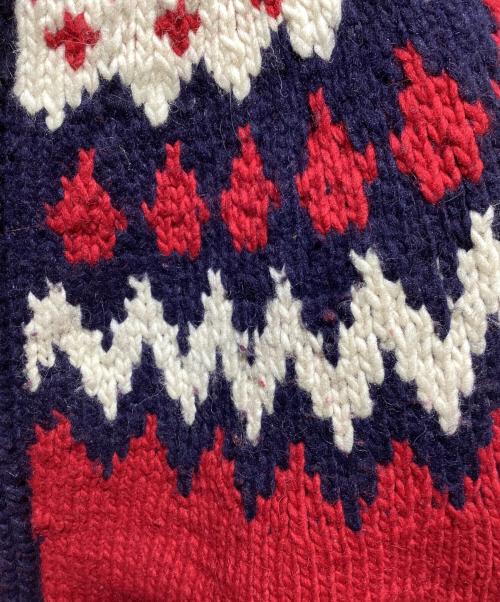 EKOKO（エココ）EKOKO (エココ) ジップエクアドルニット レッド サイズ:Mの古着・服飾アイテム