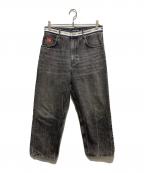 BALENCIAGA UNIFITバレンシアガ）の古着「21SS ウエストロゴ ウォッシュド デニム」｜ブラック