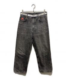 BALENCIAGA UNIFIT（バレンシアガ）の古着「21SS ウエストロゴ ウォッシュド デニム」｜ブラック