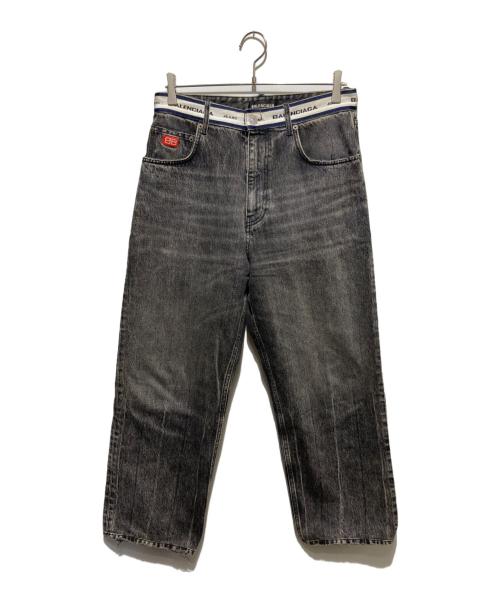 BALENCIAGA UNIFIT（バレンシアガ）BALENCIAGA UNIFIT (バレンシアガ) 21SS ウエストロゴ ウォッシュド デニム ブラック サイズ:XSの古着・服飾アイテム