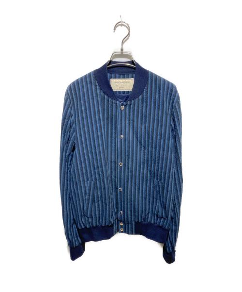 maison kitsune（メゾンキツネ）MAISON KITSUNE (メゾンキツネ) バックロゴシアサッカーブルゾン ネイビー サイズ:Mの古着・服飾アイテム
