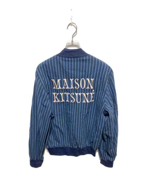 maison kitsune（メゾンキツネ）MAISON KITSUNE (メゾンキツネ) バックロゴシアサッカーブルゾン ネイビー サイズ:Mの古着・服飾アイテム