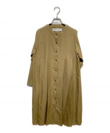 Midi-Umi（ミディウミ）の古着「クルーネックプリーツワンピース」｜ベージュ