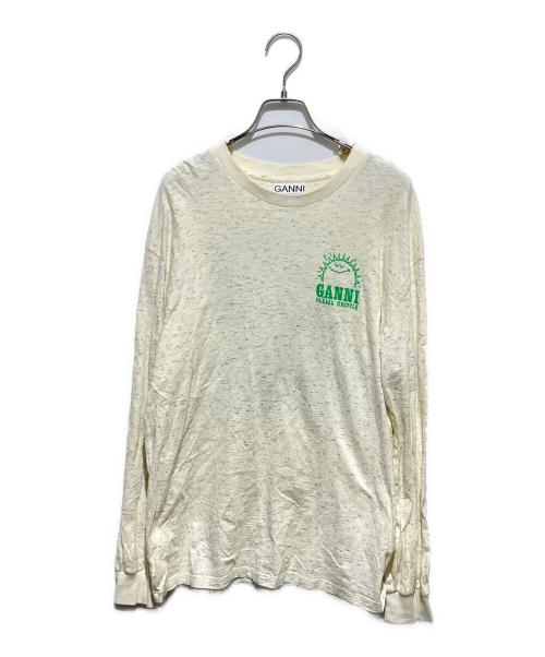GANNI（ガニー）Ganni (ガニー) ロングスリーブプリントカットソー アイボリー サイズ:Mの古着・服飾アイテム