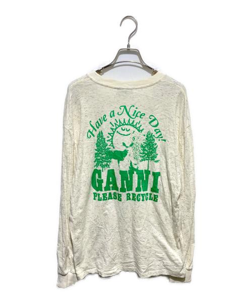 GANNI（ガニー）Ganni (ガニー) ロングスリーブプリントカットソー アイボリー サイズ:Mの古着・服飾アイテム