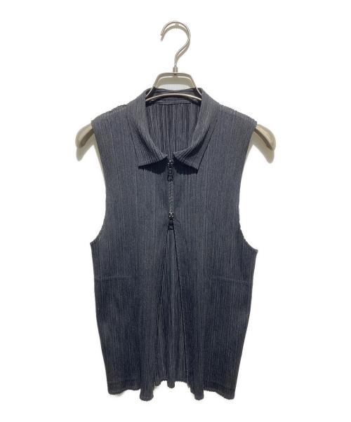 PLEATS PLEASE（プリーツプリーズ）PLEATS PLEASE (プリーツプリーズ) プリーツジップベスト ブラック サイズ:4の古着・服飾アイテム