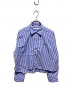 FRAMeWORKフレームワーク）の古着「ストライプシャツ/100/2ストライプショートシャツ」｜ホワイト×ブルー