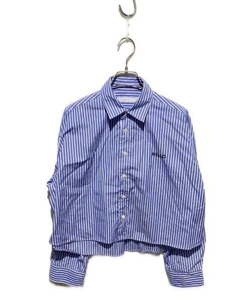FRAMeWORK（フレームワーク）FRAMeWORK (フレームワーク) ストライプシャツ/100/2ストライプショートシャツ ホワイト×ブルー サイズ:FREEの古着・服飾アイテム