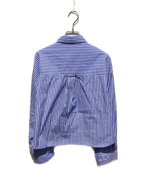 FRAMeWORK（フレームワーク）FRAMeWORK (フレームワーク) ストライプシャツ/100/2ストライプショートシャツ ホワイト×ブルー サイズ:FREEの古着・服飾アイテム