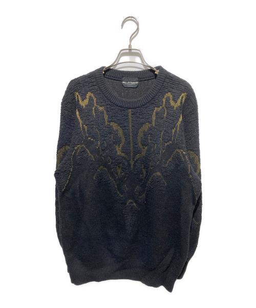 Mr.JUNKO（ミスタージュンコ）Mr.JUNKO (ミスタージュンコ) 総柄ニット ブラック サイズ:FREEの古着・服飾アイテム