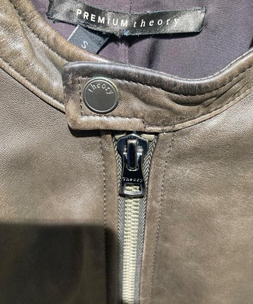 PREMIUM theory（プレミアムセオリー）premium theory (プレミアムセオリー) シングルライダースジャケット ブラウン サイズ:Sの古着・服飾アイテム