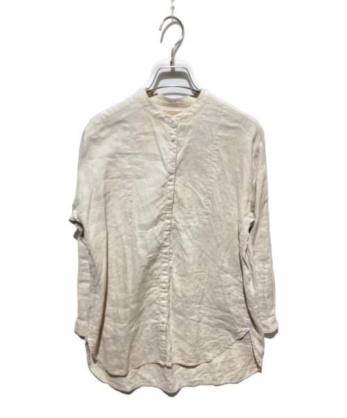 中川政七商店（ナカガワマサシチショウテン）中川政七商店 (ナカガワマサシチショウテン) 麻シルク バンドカラーシャツ ベージュ サイズ:不明の古着・服飾アイテム
