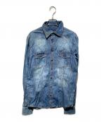 philipp pleinフィリッププレイン）の古着「ドクロスタッズデニムシャツ」｜インディゴ