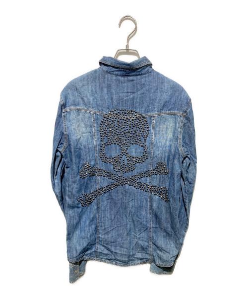 philipp plein（フィリッププレイン）PHILIPP PLEIN (フィリッププレイン) ドクロスタッズデニムシャツ インディゴ サイズ:Sの古着・服飾アイテム