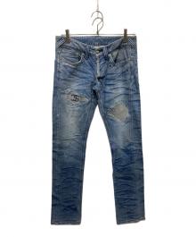 Francis T MOR.K.S（フランシストモークス）の古着「ラインストーンデザインデニムパンツ」｜インディゴ