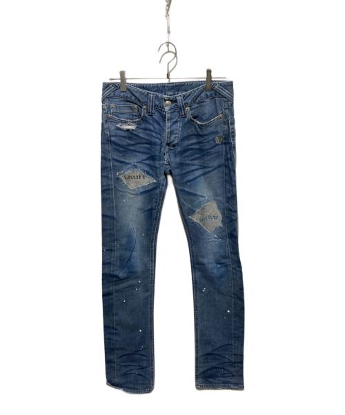 Francis T MOR.K.S（フランシストモークス）Francis T MOR.K.S (フランシストモークス) 装飾デニムパンツ インディゴ サイズ:2の古着・服飾アイテム